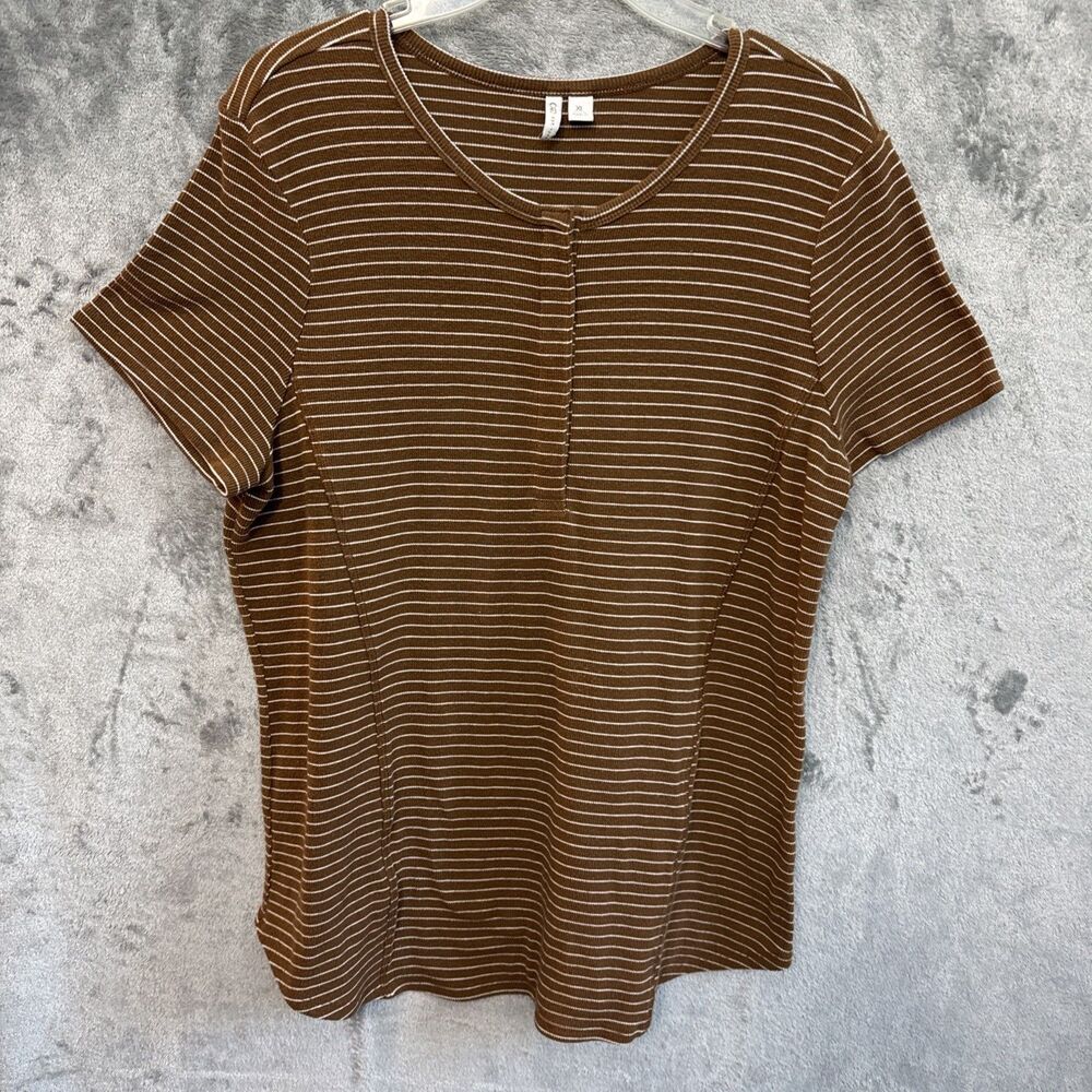 Cato Brown Striped Top XL Knit stretch